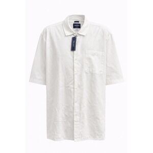 NWT TRUST Linen Blend Shirt Mens 4X White Short Sleeve Button Up Big Tall